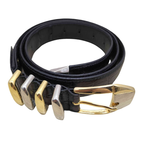 ジャンニヴェルサーチ GIANNI VERSACE MADE IN ITALY 4連ループレザーベルト メンズ